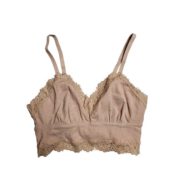 NWT Online By Aerie Ribbed Lace Trim Bralette Women Size XS Feminine Layering - Picture 3 of 7
